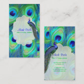 PixDezines Pfau Kobaltblau/Wasserfarbe Visitenkarte (Vorne/Hinten)