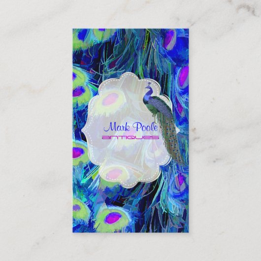 PixDezines Pfau Kobaltblau/Wasserfarbe Visitenkarte (Vorderseite)