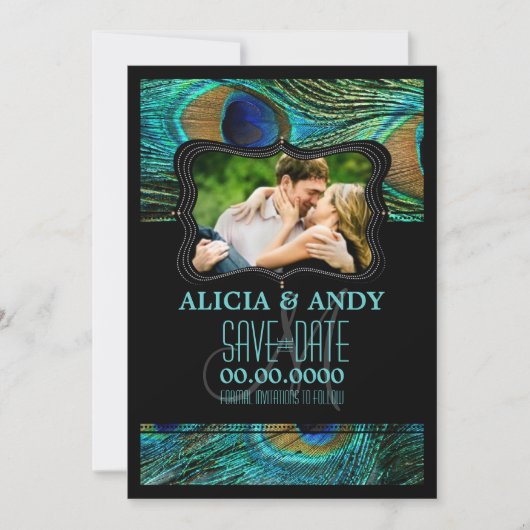 PixDezines-Pfau/Tagesgeschehen+Hintergrund Save The Date (Vorderseite)