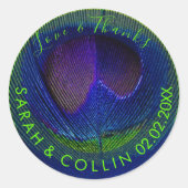 PixDezines Pfauenauge/Kobalt blau/neongrün Runder Aufkleber (Vorderseite)