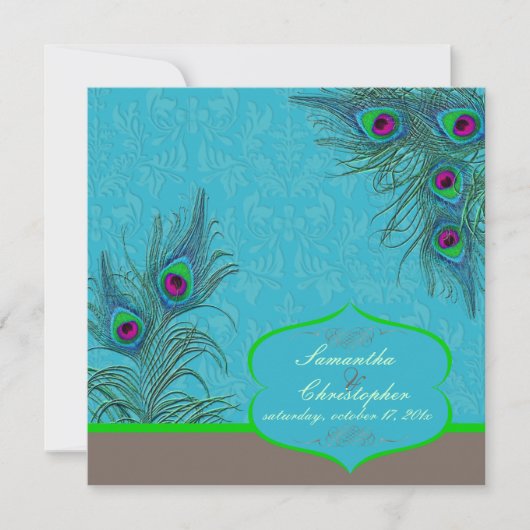 PixDezines Pfauenbaum Einladung (Vorderseite)