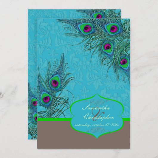 PixDezines Pfauenbaum Einladung (Vorne/Hinten)