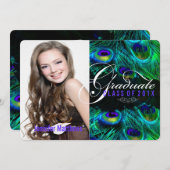 PixDezines Pfauenfeder Abschluss/Foto Einladung (Vorne/Hinten)