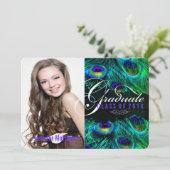 PixDezines Pfauenfeder Abschluss/Foto Einladung (Stehend Vorderseite)