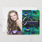 PixDezines Pfauenfeder Abschluss/Foto Einladung (Vorderseite)