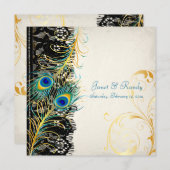 PixDezines Pfauenfeder/Aqua/Türkis Einladung (Vorne/Hinten)