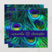 PixDezines Pfauenfeder/Aqua/Türkis Einladung (Vorne/Hinten)