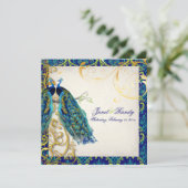 PixDezines Pfauenfeder/Aqua/Türkis Einladung (Stehend Vorderseite)