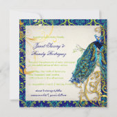 PixDezines Pfauenfeder/Aqua/Türkis Einladung (Rückseite)