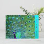 PixDezines Pfauenfeder/Aqua/Türkis Einladung (Stehend Vorderseite)