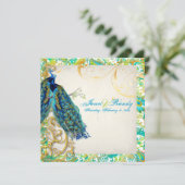 PixDezines Pfauenfeder/Aqua/Türkis Einladung (Stehend Vorderseite)