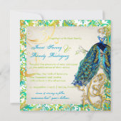 PixDezines Pfauenfeder/Aqua/Türkis Einladung (Rückseite)