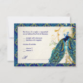 PixDezines Pfauenfeder/Aqua/Türkis RSVP Karte (Rückseite)