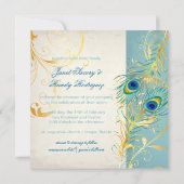 PixDezines Pfauenfeder/aquamarin Einladung (Rückseite)