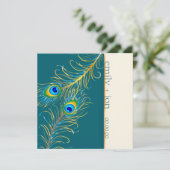 PixDezines Pfauenfeder/aquamarin Einladung (Stehend Vorderseite)