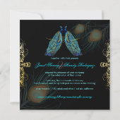 PixDezines Pfauenfeder/aquamarin Einladung (Rückseite)