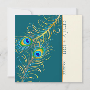 PixDezines Pfauenfeder/blaugrün Einladung