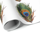 PixDezines Pfauenfeder/Deichhintergrund Geschenkpapier (Rolleneckpunkt)