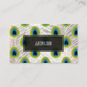 PixDezines Pfauenfeder/Imitat silber Visitenkarte
