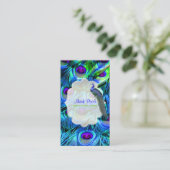 PixDezines Pfauenfeder/ Kobalt Blau Visitenkarte (Stehend Vorderseite)