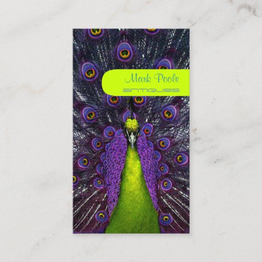 PixDezines Pfauenfeder/lila+smaragd Visitenkarte (Vorderseite)