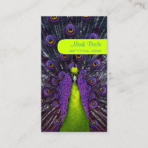 PixDezines Pfauenfeder/lila+smaragdgrün Visitenkarte