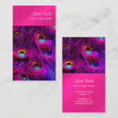 PixDezines Pfauenfeder/Psychedelische Fuschia Visitenkarte (Vorne/Hinten)
