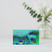PixDezines PfauenfederVisitenkarten Visitenkarte (Stehend Vorderseite)