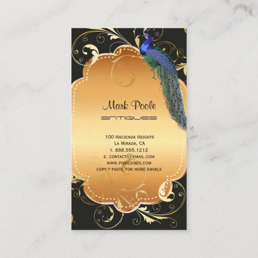 PixDezines Pfauenpfau-Wirbel Visitenkarte (Rückseite)