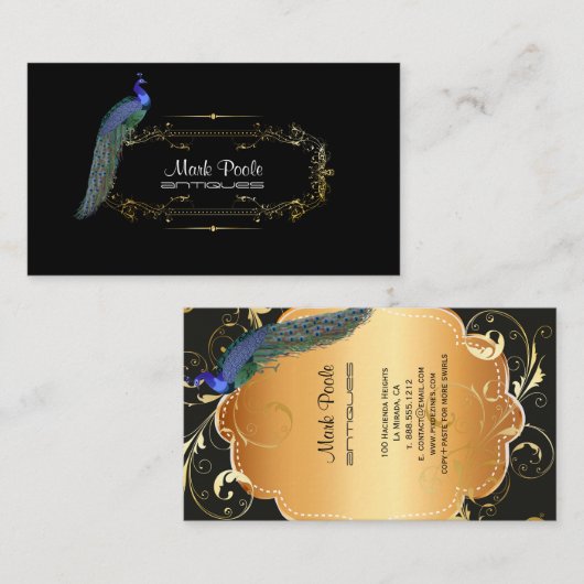 PixDezines Pfauenpfau-Wirbel Visitenkarte (Vorne/Hinten)