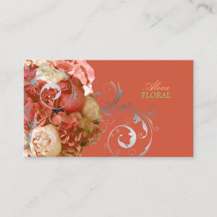 PixDezines Pfingstrosen+ Hortensien/diy Hintergrun Visitenkarte