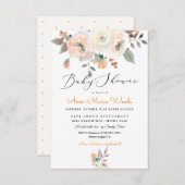 PixDezines Pfirsiche+Cream Aquarell Kinderdusche Einladung (Vorne/Hinten)