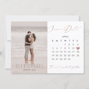 PixDezines Photo Save the Date Kalender rose gold Einladung