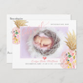 PixDezines Pineaple+Baby Girl, Imitate Fossilien Ankündigungspostkarte (Vorne/Hinten)