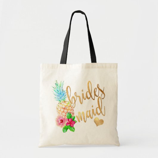 PixDezines Pineaple Bridesmaid/Imitate Gold Script Tragetasche (Vorne)