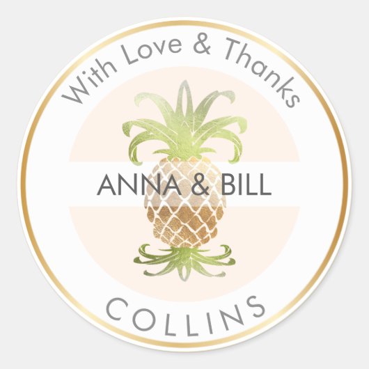 PixDezines Pineaple Imitate Gold/DIY Vielen Dank Runder Aufkleber (Vorderseite)