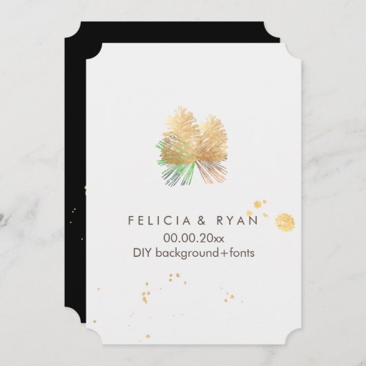 PixDezines pinecones/Imitats Gold Foil/DIY Hinterg Einladung (Vorne/Hinten)