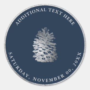 PixDezines PINIENZAPFEN FALSCH SILBER DIY HINTERGR Runder Aufkleber