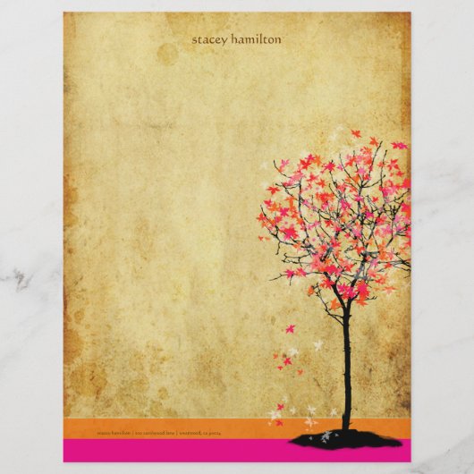 PixDezines Pink Ahornbaum Briefbogen (Vorderseite)