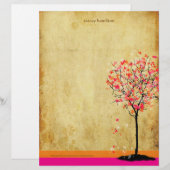 PixDezines Pink Ahornbaum Briefbogen (Vorne/Hinten)