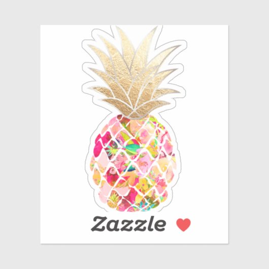 PixDezines Pink Aloha Ananas, Imitate Goldkrone Aufkleber (Blatt)