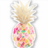 PixDezines Pink Aloha Ananas, Imitate Goldkrone Aufkleber (Vorderseite)