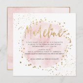 PixDezines Pink Aquarellfarbe Gold Staubgefäß Mitz Einladung (Vorne/Hinten)