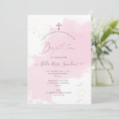 PixDezines Pink Aquarelltaufe Einladung (Stehend Vorderseite)