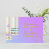 PixDezines Pink/Blue Tallits B'not mitzvah Farbe Einladung (Stehend Vorderseite)