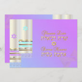 PixDezines Pink/Blue Tallits B'not mitzvah Farbe Einladung (Vorne/Hinten)