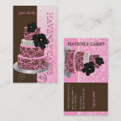PixDezines Pink Chocolate Damask cake/pâtisserie Visitenkarte (Vorne/Hinten)