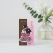 PixDezines Pink Chocolate Damask cake/pâtisserie Visitenkarte (Stehend Vorderseite)