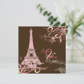 PixDezines PINK EIFFEL TOWER+WIRBEL Einladung (Stehend Vorderseite)