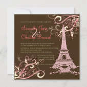 PixDezines PINK EIFFEL TOWER+WIRBEL Einladung (Rückseite)